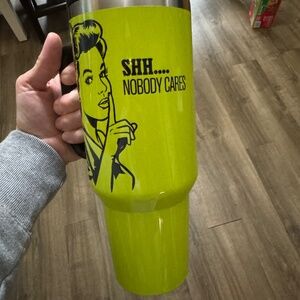 Neon yellow retro wife tumbler